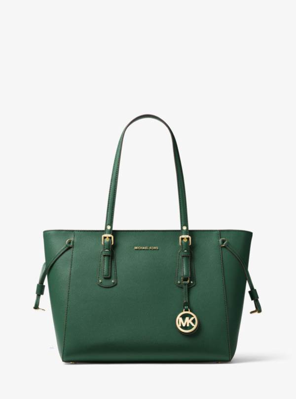 Damske Prenosná Taška Michael Kors Voyager Medium Crossgrain Leather Olivovo Zelená - Kabelky Michael Kors Nejlevnejsi | GXCIZ-9127